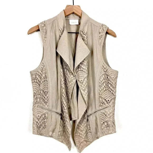 Chico’s Tan Lace Vest - Picture 1 of 7
